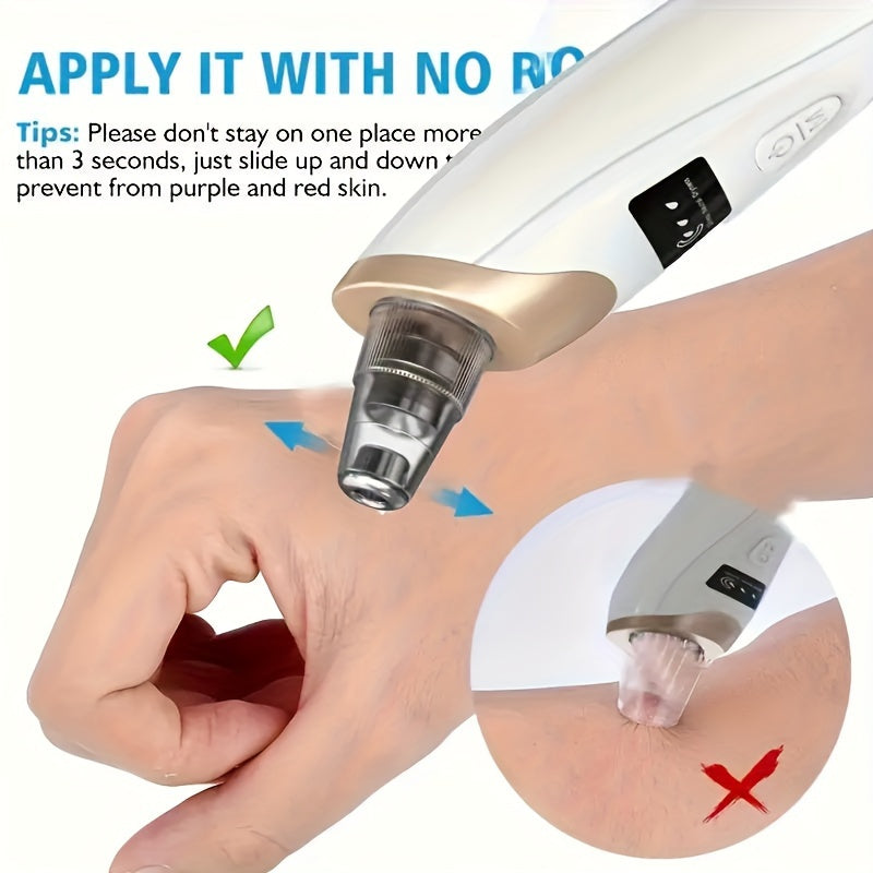 1pc Rechargeable Blackhead Vacuum with 5 Probes - Portable Deep Cleansing Facial Care Device for Gentle & Safe Pore Cleanser, USB Charging, Ergonomic Design, Skin Cleansing Vacuum | Sleek Blackhead | Multiuse Probes